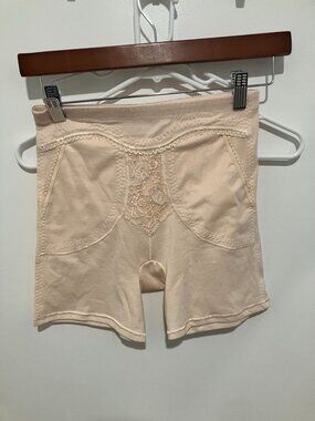 Diosa High Waist Shapewear Shorts Tummy Control Faja Nude Beige Lace Size XL
